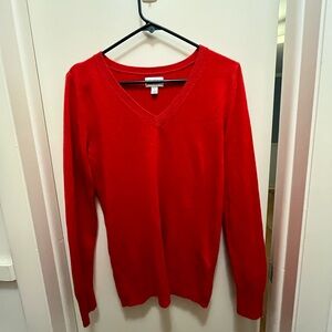 Croft & Barrow Red V-Neck Sweater Soft Knit